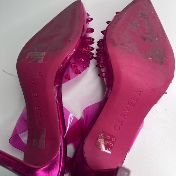 Carvela Lapis  Hot Pink See through Spiked Heels size 36 - Picture 7 of 7